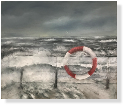 (126) Brandung an der Pier 35 x 43 cm 2023 (126) Brandung an der Pier 35 x 43 cm 2023